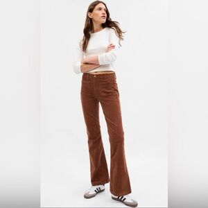 Brown Corduroy High Rise Flare Pants